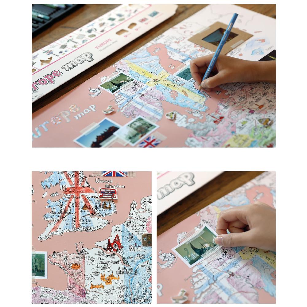 Dream Sky Nation-Map Decorative Coloring Painting DIY Paper Continent Map - Europe