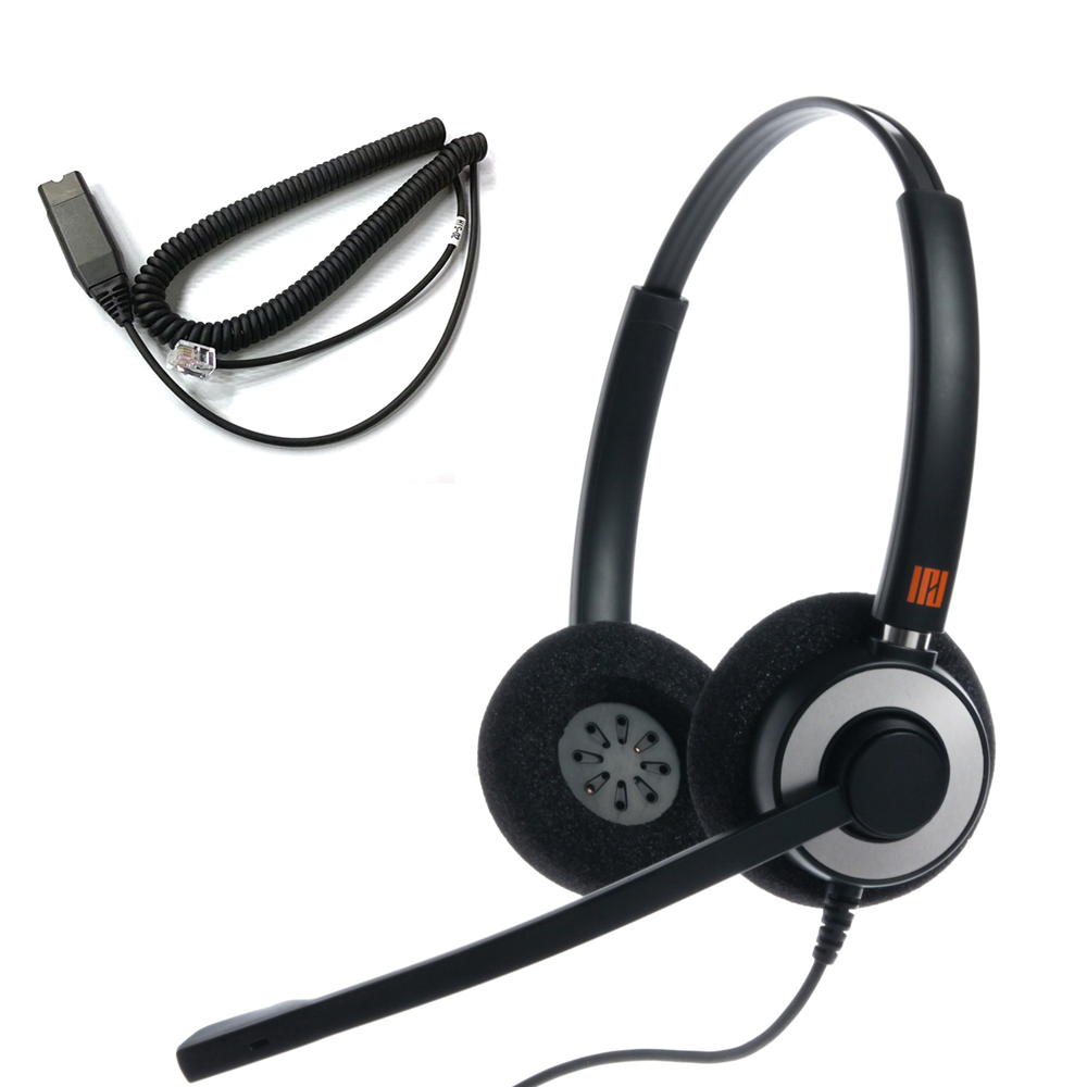 IPD IPH-165 Binaural NC Headset wit HIS-02 cable for Avaya IP 1608,1616, 9610, 9620, 9620L, 9620C, 9
