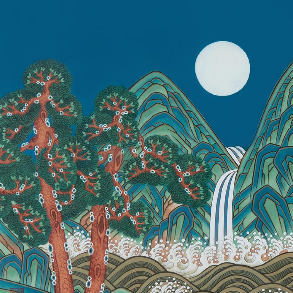 Korean Folk Art Frameless Art Print, minhwa drawing Korean art poster for home deco_'Ilwolobong'