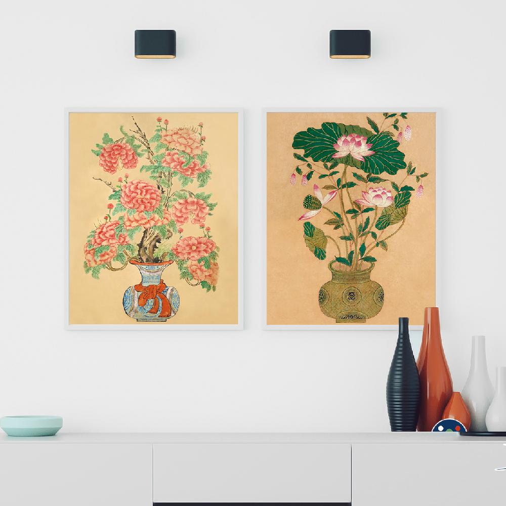 Korean Folk Art Frameless Art Print, minhwa drawing Korean art poster for home  deco_'Yeonhwado'
