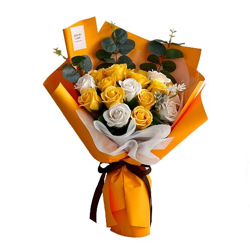 Soap Rose Flower Bouquet (Yellow)