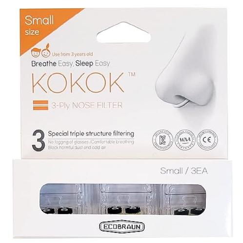 KOKOK 3-Ply Nose Filter Reusable Breathable Nasal Plugs Air Filteration for Dust, Pollution, Block C | KOKOK, 3-Ply Nose Filter, Reusable, Breathable, Nasal Plugs, Air Filtration, Dust Protection, Pollution Protection, Block Cold Air, Pack of 3 (Small)