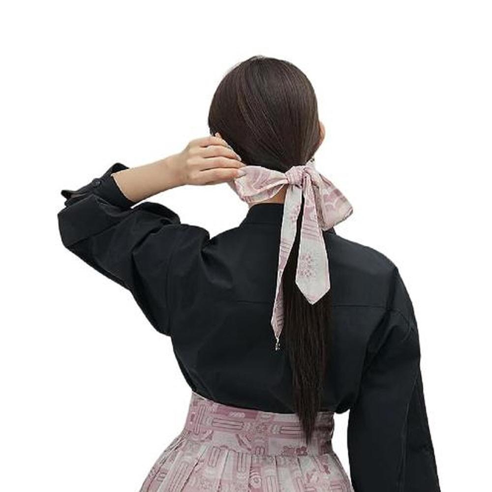LEESLE Korean Traditional Hanbok HairBand Daenggi Scarf Hair Ribbon Accessroy(47.24in x 2.36in) (BLA