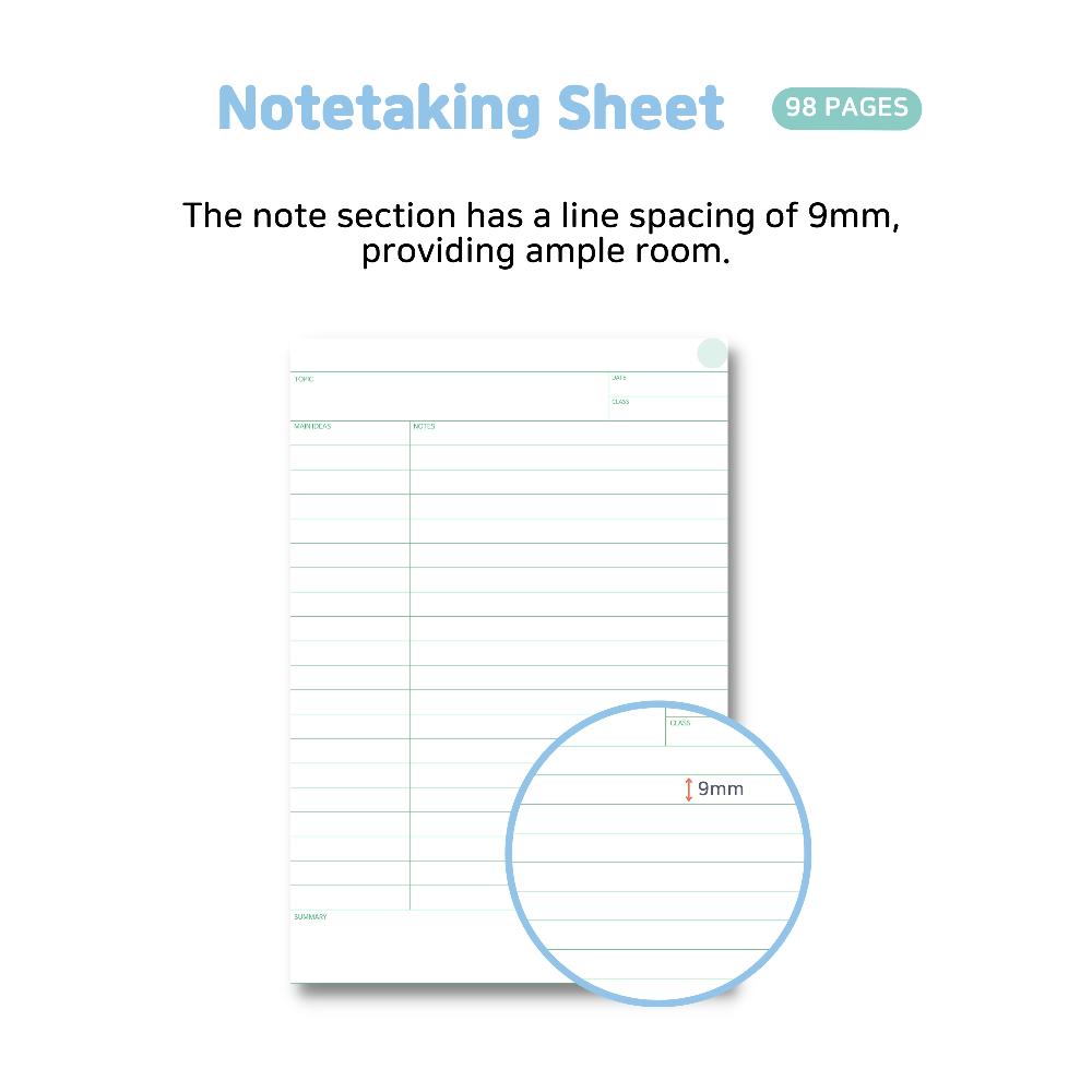 Cornell notes notebook/ Cornell Style Spiral Notebook / 50 Sheets (100 Pages), 7.17" x 10.12"(B5), B