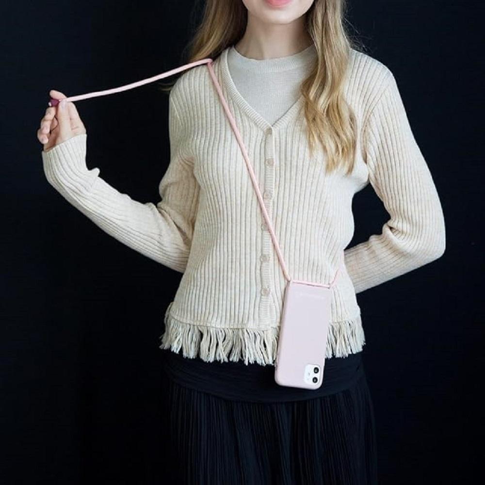 PHONENECKLACE Silicone Case (iPhone 14 Pro)_Pink | Use with Diverse Straps, Chains, Handle Chains, e