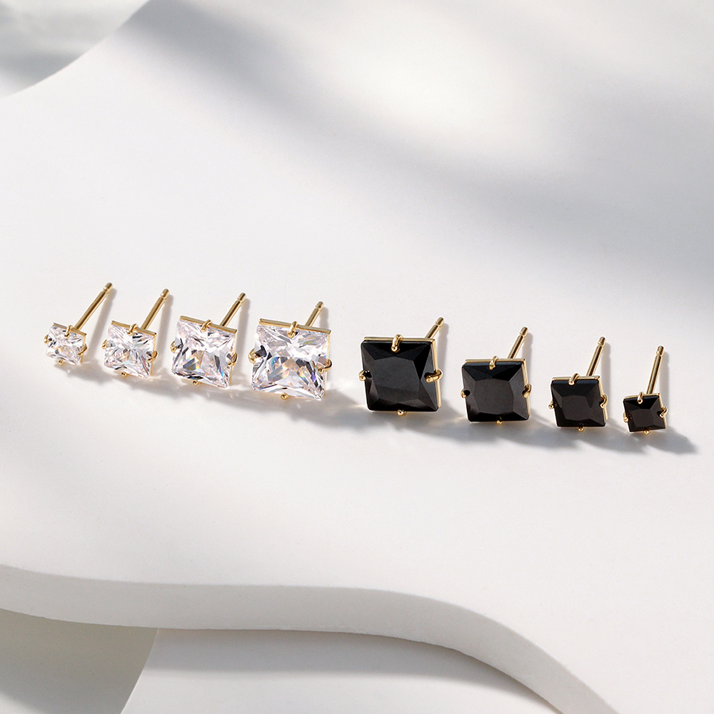 GOLD SQUARE CZ CASTING EARRINGS & VOLUME BUTTERFLY BACK CLUTCH