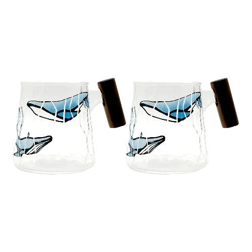 OCEAN WHALE GLASS MUG&COASTER DUO SET